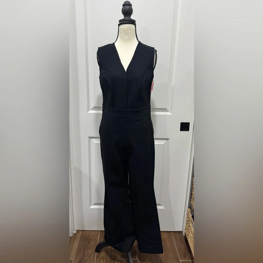 SPANX Perfect Sleeveless Jumpsuit S Petite Classic Black Flare Leg 20383Q NWT’s - Picture 1 of 13